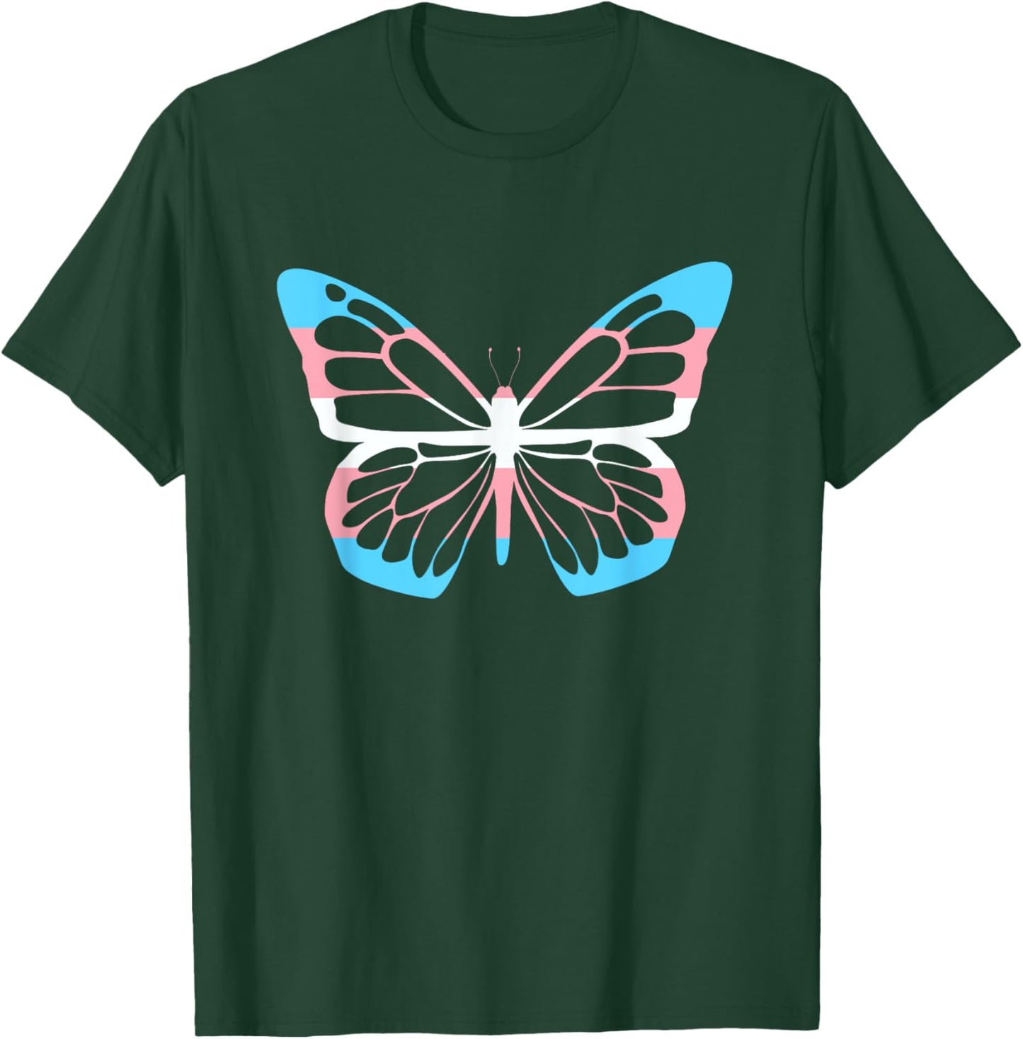 Transgender Butterfly Equality Transsexual Flag Trans Pride T-Shirt - T-Shirt | Forest