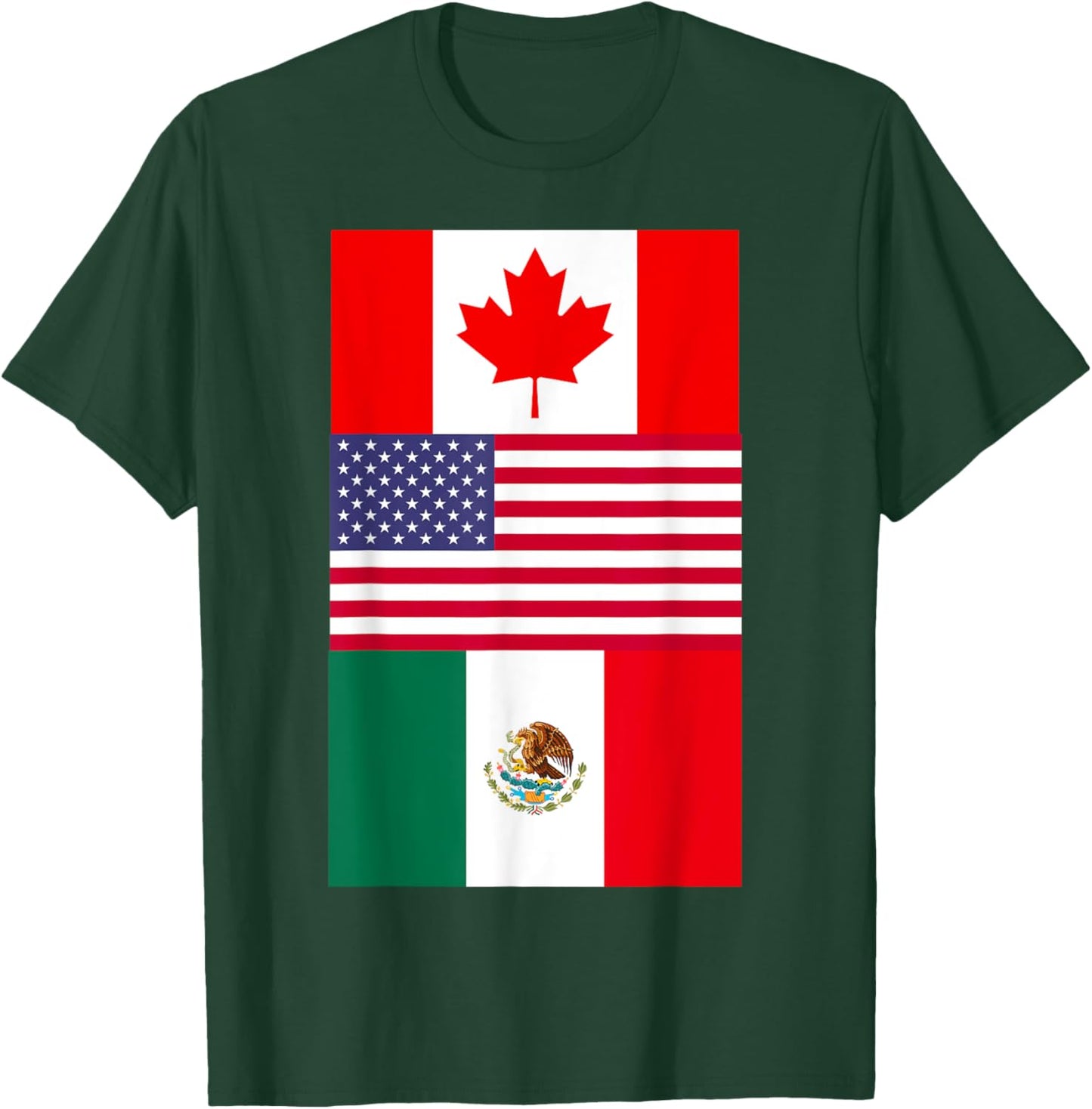 Canada USA Mexico North America Flags T-Shirt - T-Shirt | Forest