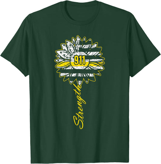 911 Dispatcher Strength - USA Flag Emergency Call Responder T-Shirt - T-Shirt | Forest
