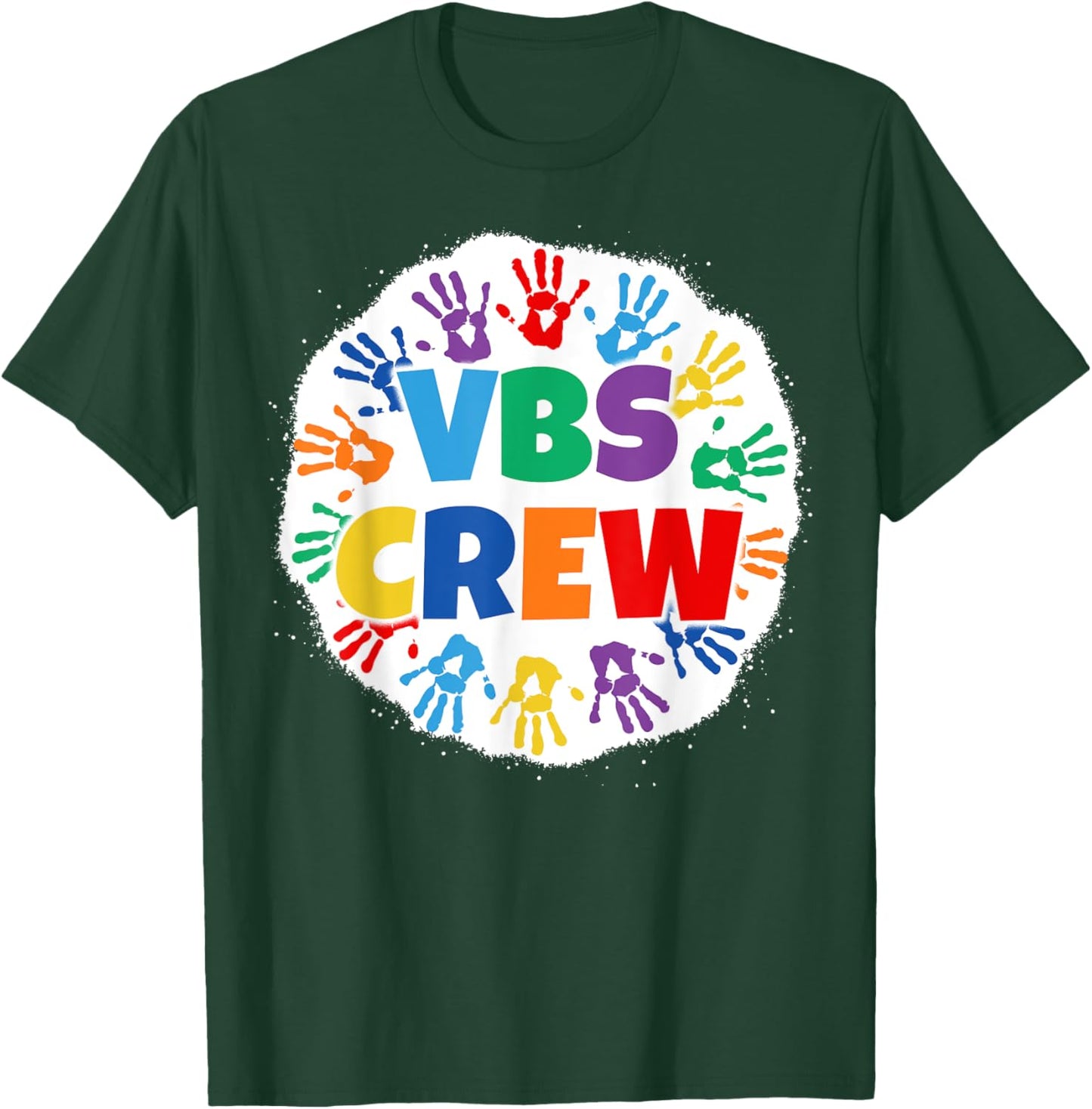 2022 Vacation Bible School Bleached Handprints VBS Crew T-Shirt - T-Shirt | Forest