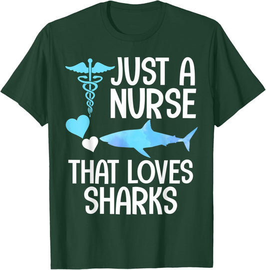 Nurse that loves sharks nursing RN beach ocean sea vacation T-Shirt - T-Shirt | Forest
