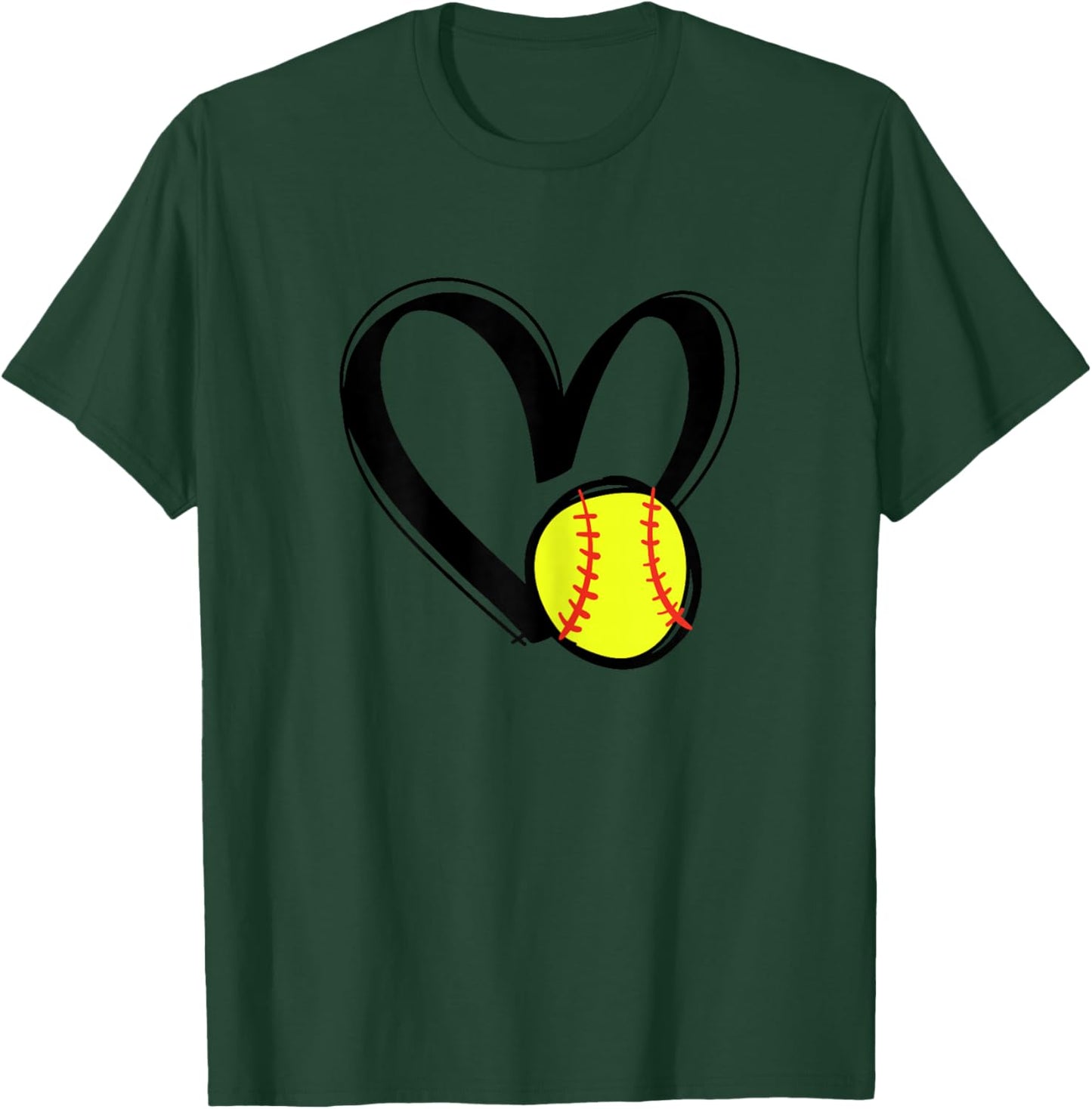 Love Softball Heart T-Shirt - T-Shirt | Forest