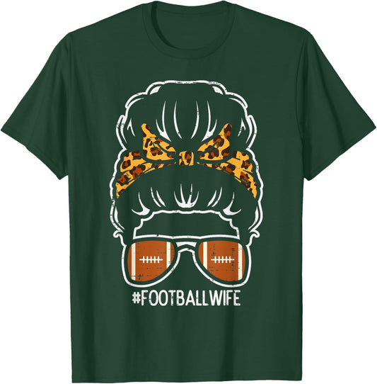 American Football Wife Leopard Bun Family Matching Women T-Shirt - T-Shirt | Forest