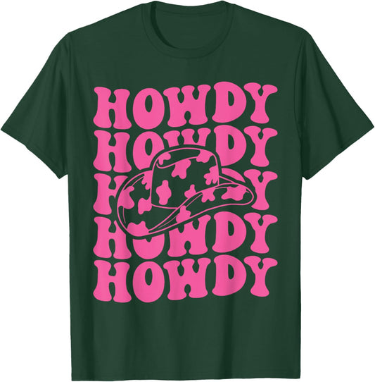 Rodeo White Howdy Western Retro Cowboy Hat Southern Cowgirl T-Shirt - T-Shirt | Forest