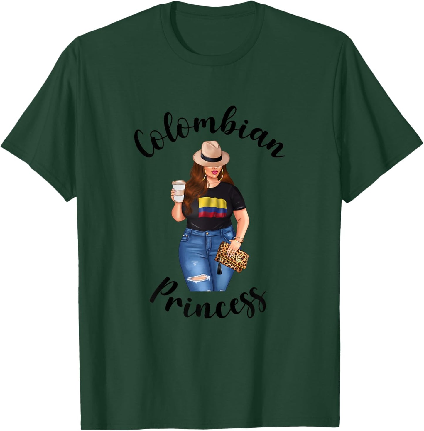 Colombian Princess Woman Colombiana Flag of Colombia Coffee T-Shirt - T-Shirt | Forest