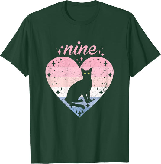 9 Year Old Cute Cat Birthday Girl 9th B-day T-Shirt - T-Shirt | Forest