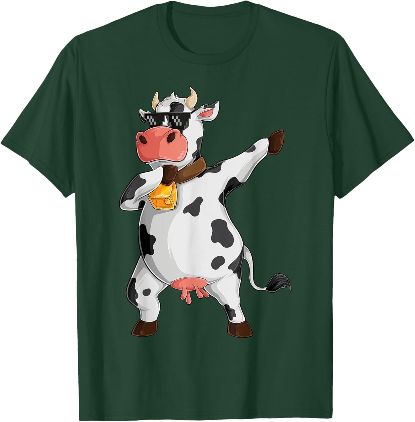 Funny Dabbing Cow Lover Farming Cow Girl Women Boy Men Kids Small T-Shirt - T-Shirt | Forest