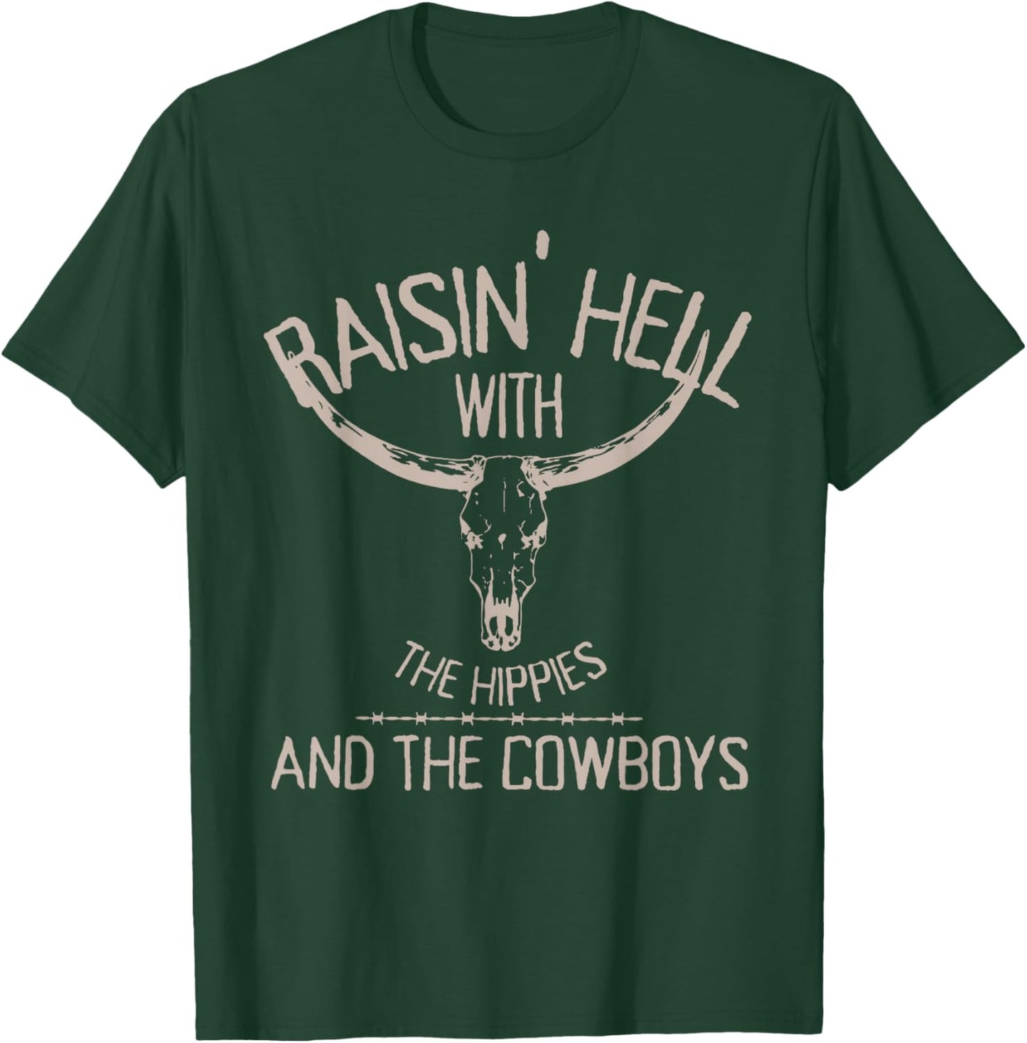 Hippies and Cowboys Western Cowhide Cowgirls Small T-Shirt - T-Shirt | Forest