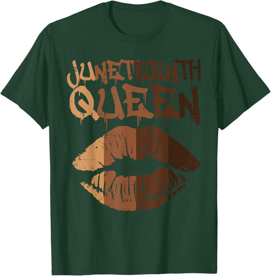 Juneteenth Queen Black Melanin Lips June 19th 1865 Women T-Shirt - T-Shirt | Forest