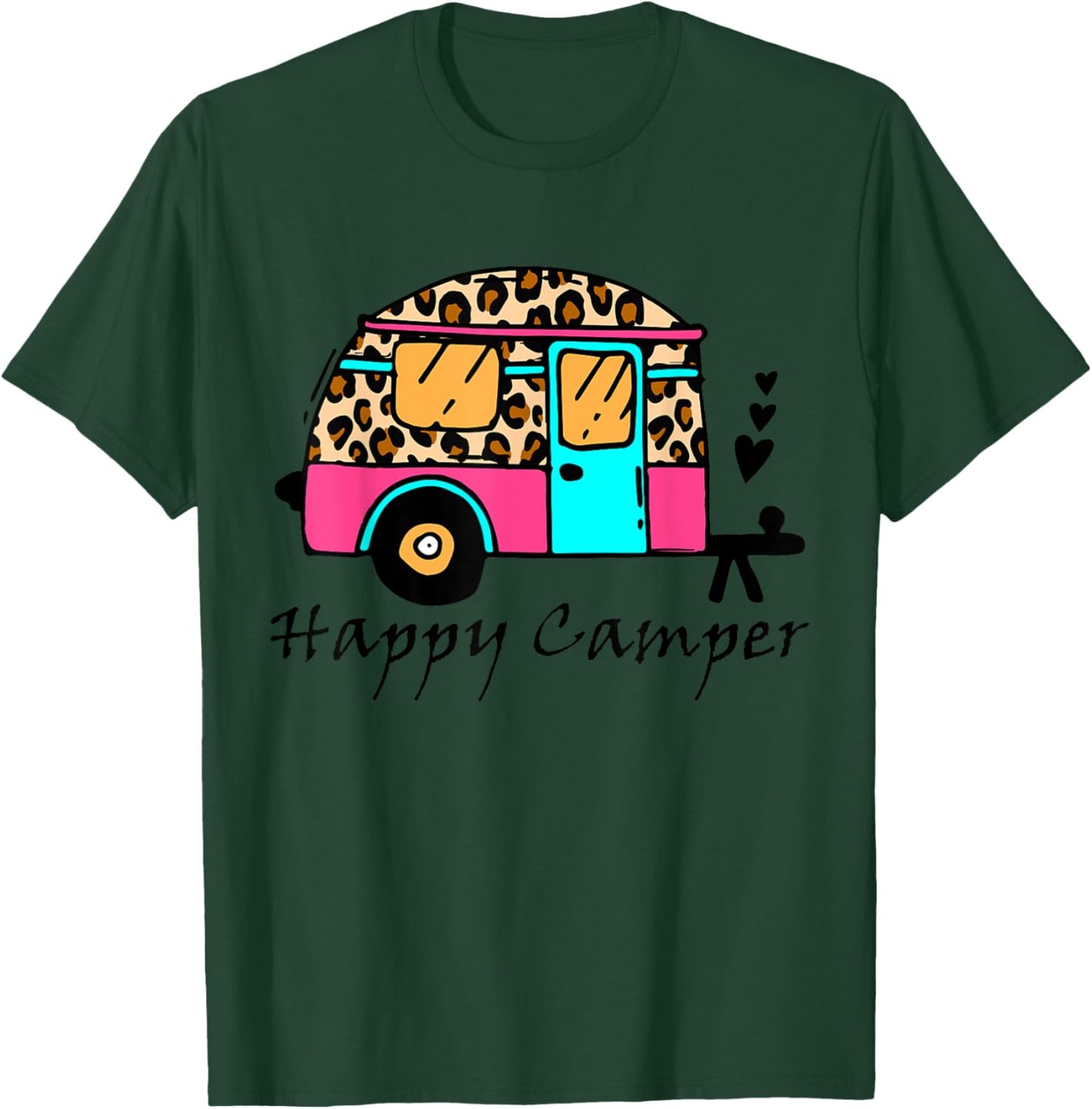 Camper happy summer camp camping leopard funny glamping Men Women T-Shirt - T-Shirt | Forest
