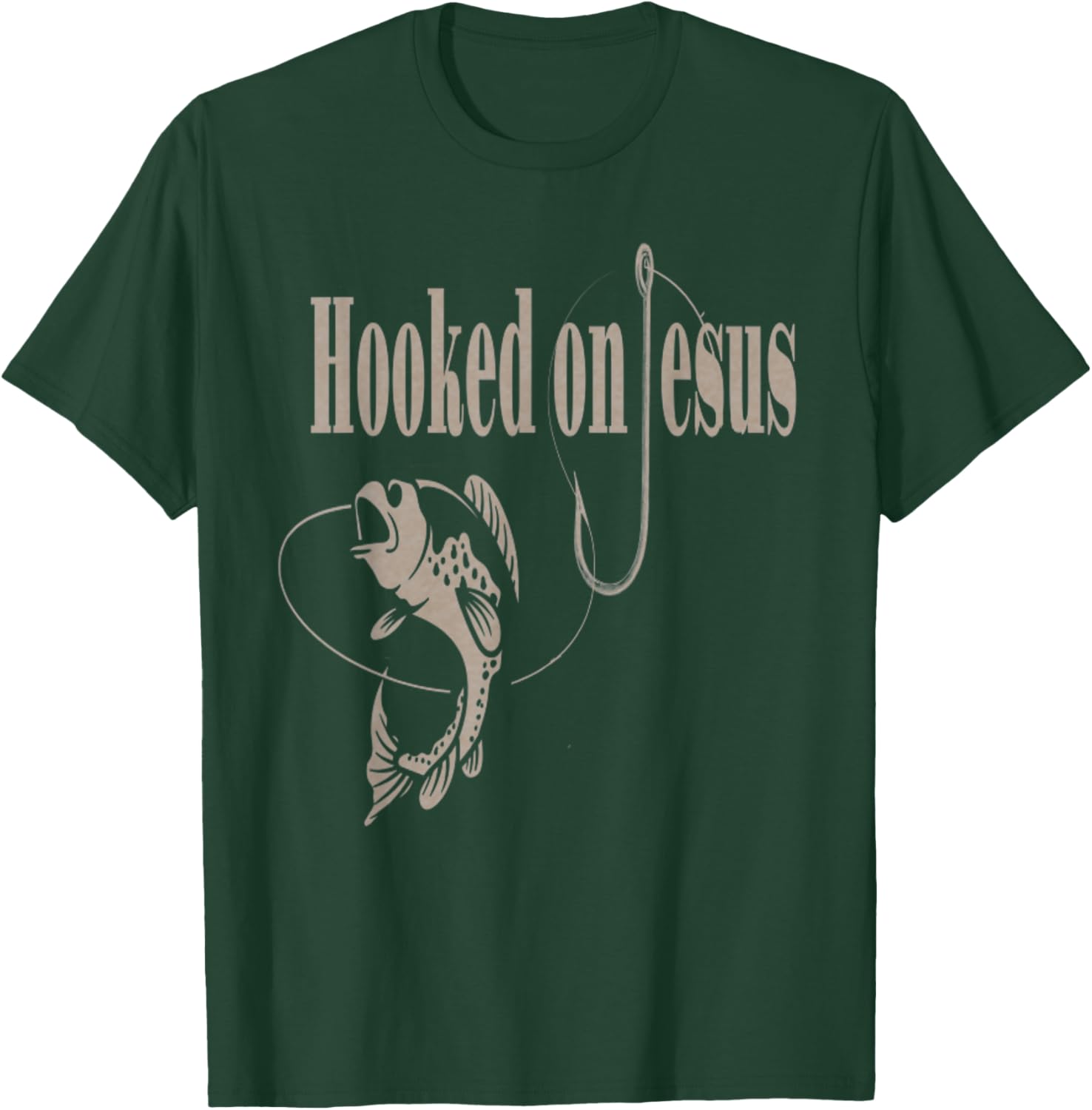 Fishing Camping Christian VBS Funny Vintage Hooked On Jesus T-Shirt - T-Shirt | Forest