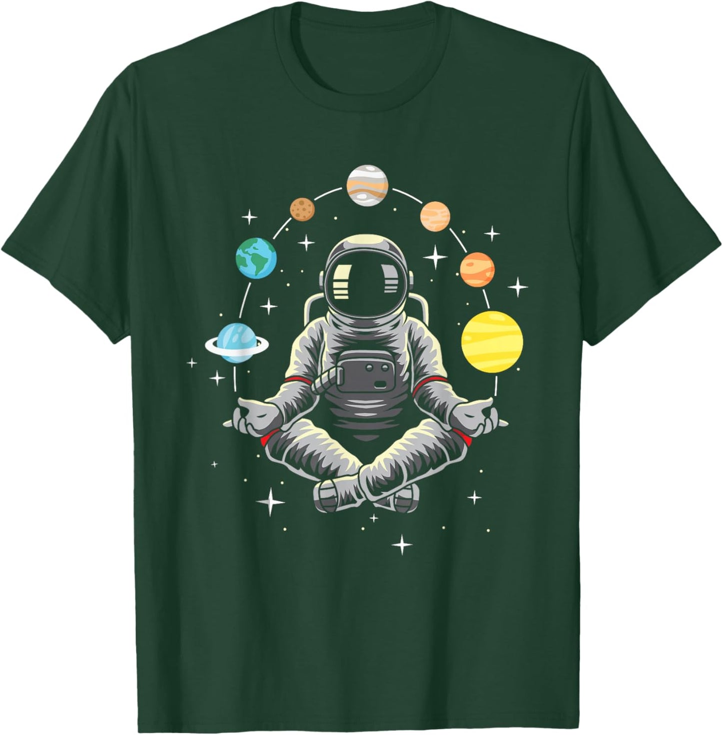 Meditating Astronaut - Galaxy Spaceman Astronomer Cosmos T-Shirt - T-Shirt | Forest