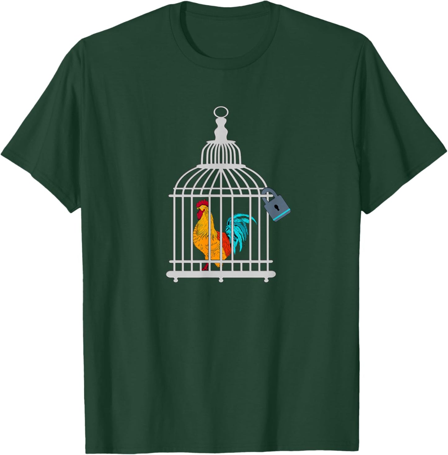 RED ROOSTER COCK MALE CHASTITY Chicken in Cage T-Shirt - T-Shirt | Forest