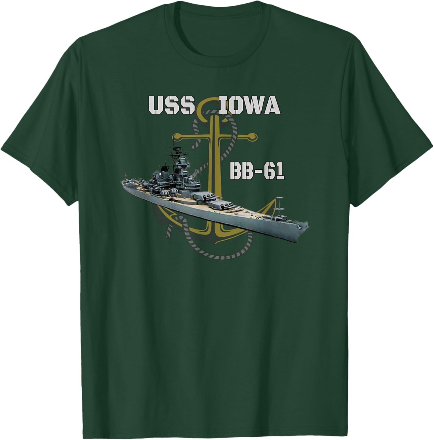 USS Iowa Battleship WW2 American Warship BB-61 Veterans Day T-Shirt - T-Shirt | Forest