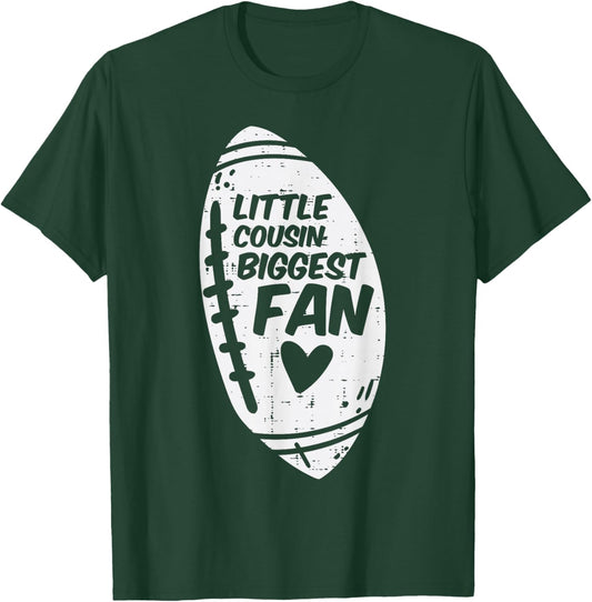 American Football Little Cousin Biggest Fan Family Kids T-Shirt - T-Shirt | Forest