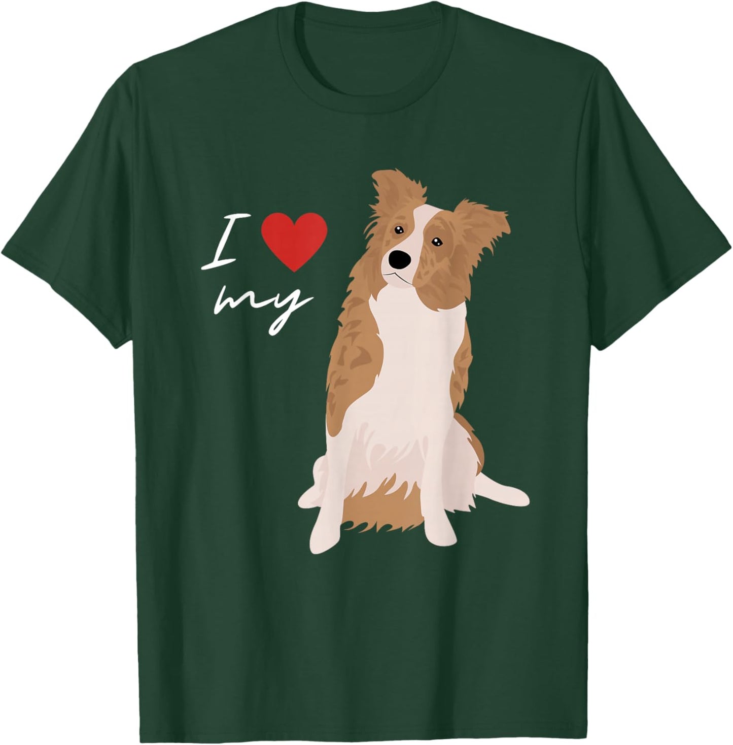 I Love My White & Red Merle Border Collie Dog Lover Men Women Kids T-Shirt - T-Shirt | Forest