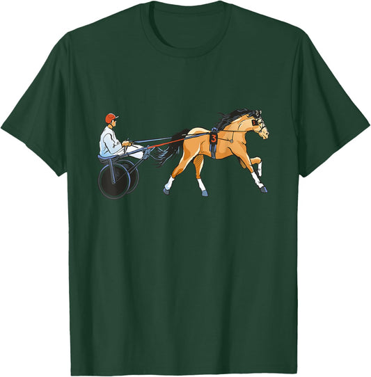 Harness Racing Equitation Horse Racer Trotting Horse Racing T-Shirt - T-Shirt | Forest