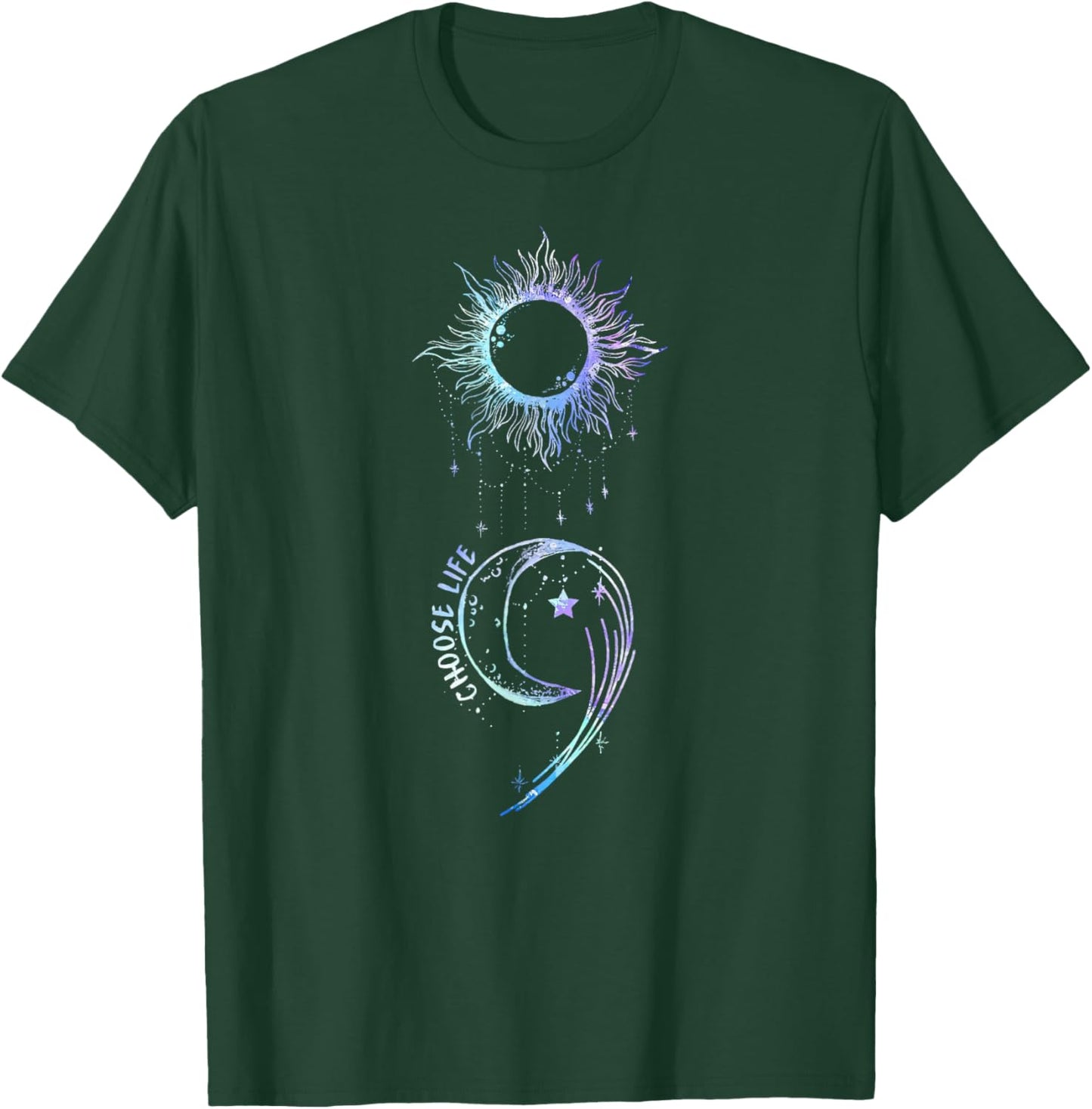 Suicide Prevention Awareness Choose Life Semicolon Gothic T-Shirt - T-Shirt | Forest