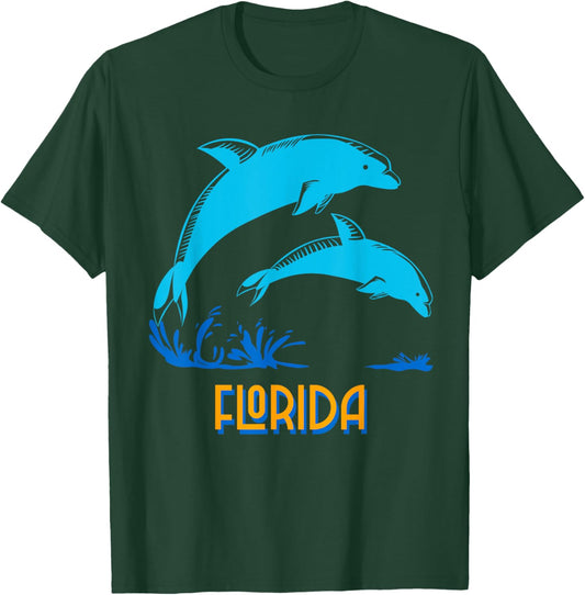 Florida Beach Vacation Dolphin Lover Ocean Animal Dolphins Men Women Girls Kids T-Shirt - T-Shirt | Forest