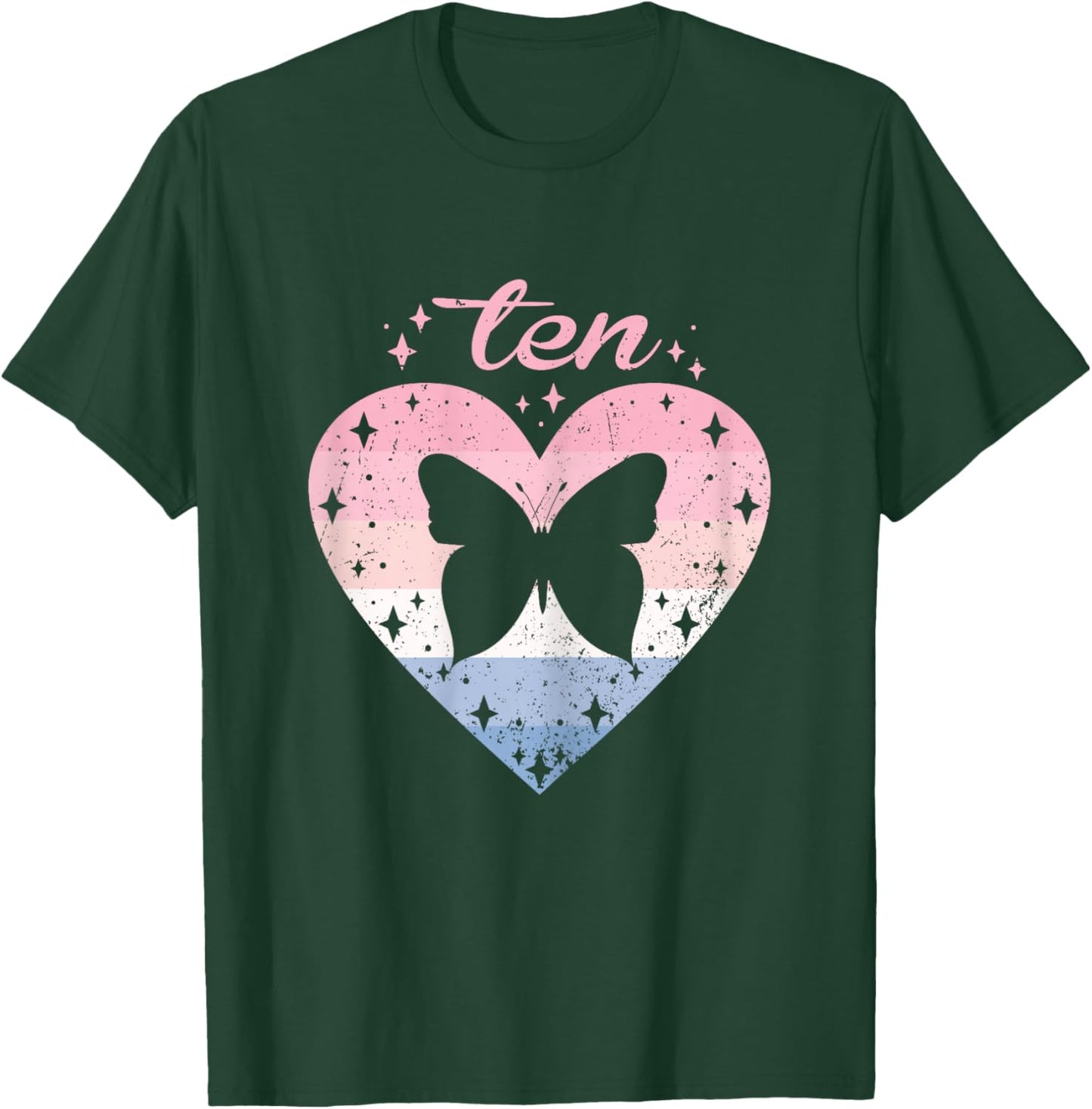 10 Year Old Cute Butterfly Birthday Girl 10th B-day T-Shirt - T-Shirt | Forest