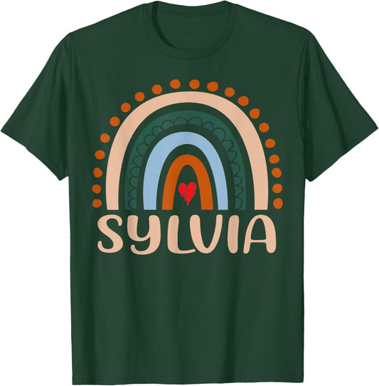 Sylvia Name Personalized Funny Women Rainbow Sylvia T-Shirt - T-Shirt | Forest