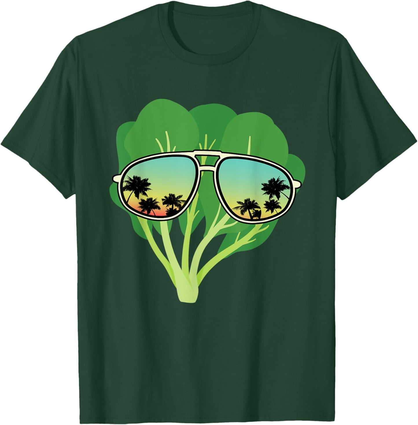 Funny Spinach With Sunglasses Outfit Love Healthy Food T-Shirt - T-Shirt | Forest