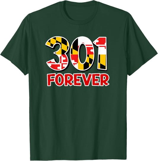 Maryland Flag 301 Area Code Souvenir T-Shirt - T-Shirt | Forest