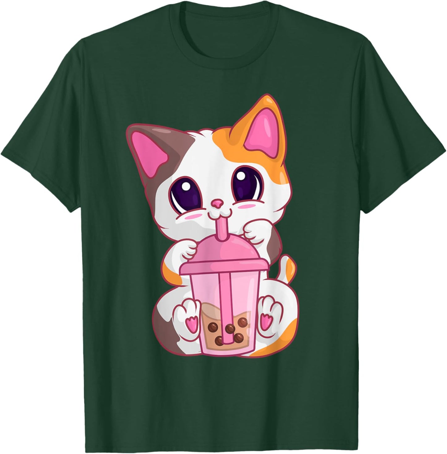 Bubble Tea Cat s , Kawaii Meneki Neko Boba Tea T-Shirt - T-Shirt | Forest
