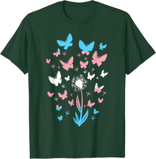 Transgender Petals Flowers Butterflies Transsexual Flag T-Shirt - T-Shirt | Forest