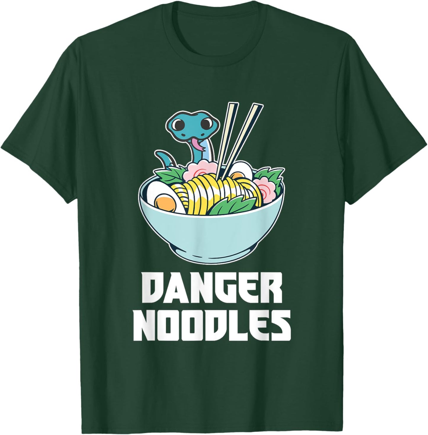 Danger Noodles, Snake Kawaii Anime Funny Ramen Soup Snakes T-Shirt - T-Shirt | Forest