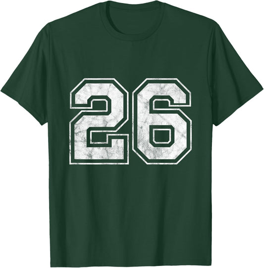 Big Numbers, Large Varsity Style Number Gifts Number 26 on the Back - -Adults & Kids - Black - Small - Short Sleeve - Sports - Basketball T-Shirt - T-Shirt | Forest