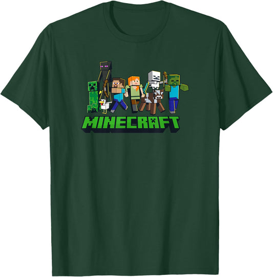 Minecraft -Adults Kids , Skeleton, Grey, Small, Short Sleeve, , Modern, Graphic Design, Lightweight T-Shirt - T-Shirt | Forest