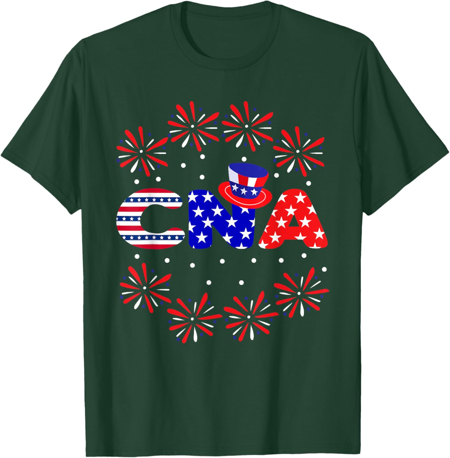 4th Of July CNA Nurse Red White Blue USA Flag Patriotic Men T-Shirt - T-Shirt | Forest