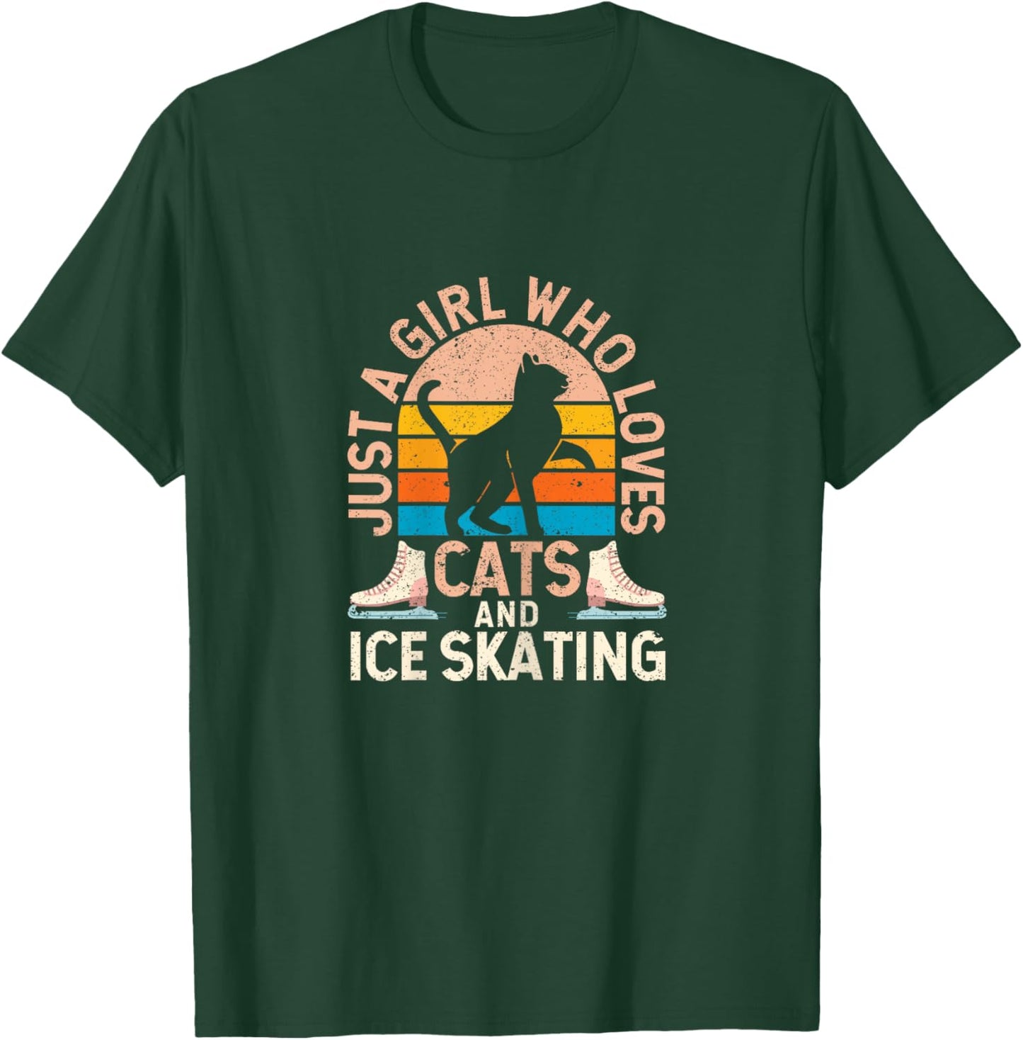 Figure Skater Cat Just A Girl Who Loves Cats And Ice Skating T-Shirt - T-Shirt | Forest