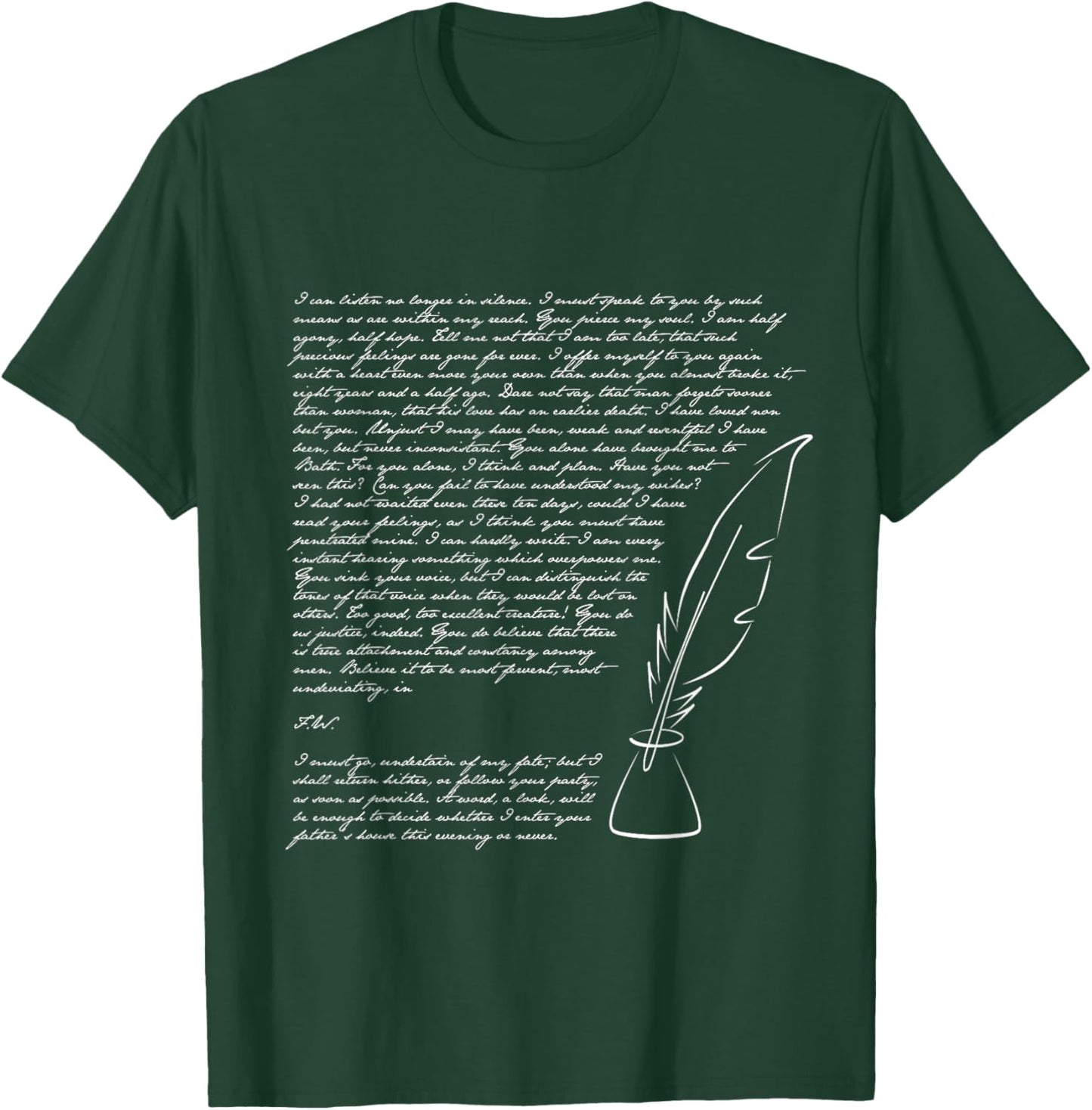 Jane Austen Persuasion Captain Wentworth Letter Literary T-Shirt - T-Shirt | Forest