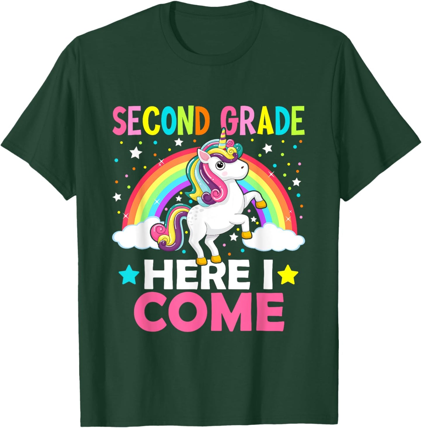 Second Grade Here I Come Unicorn Back To School 2nd Graders T-Shirt - T-Shirt | Forest