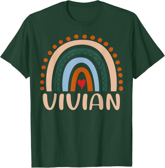 Vivian Name Personalized Funny Women Rainbow Vivian T-Shirt - T-Shirt | Forest