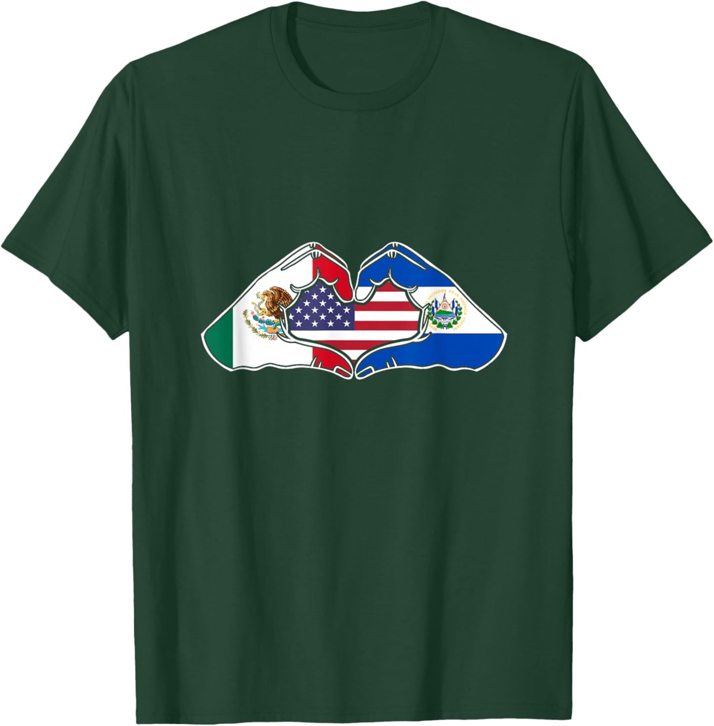 Heart Hands Mexico, El Salvador and The USA. T-Shirt - T-Shirt | Forest
