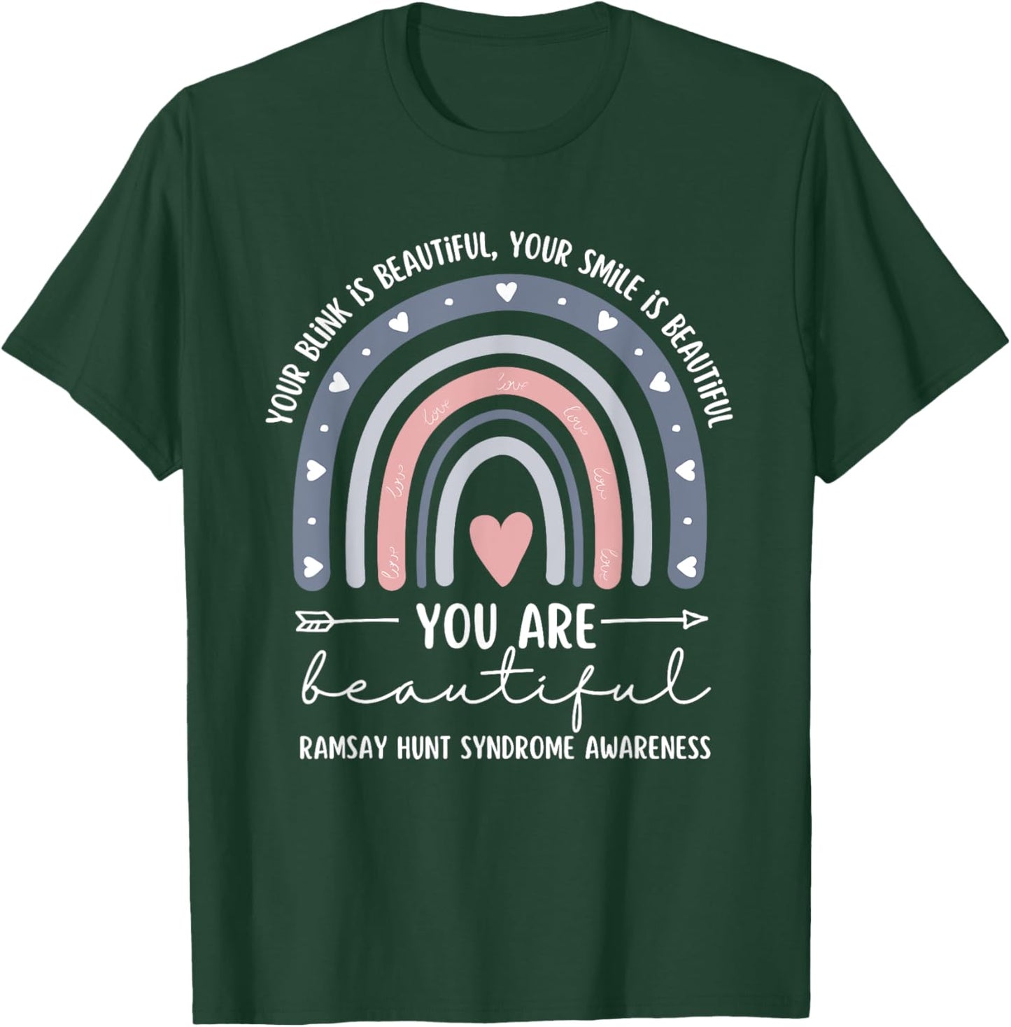 Ramsay Hunt Syndrome Awareness Cute Boho Rainbow Retro Women T-Shirt - T-Shirt | Forest