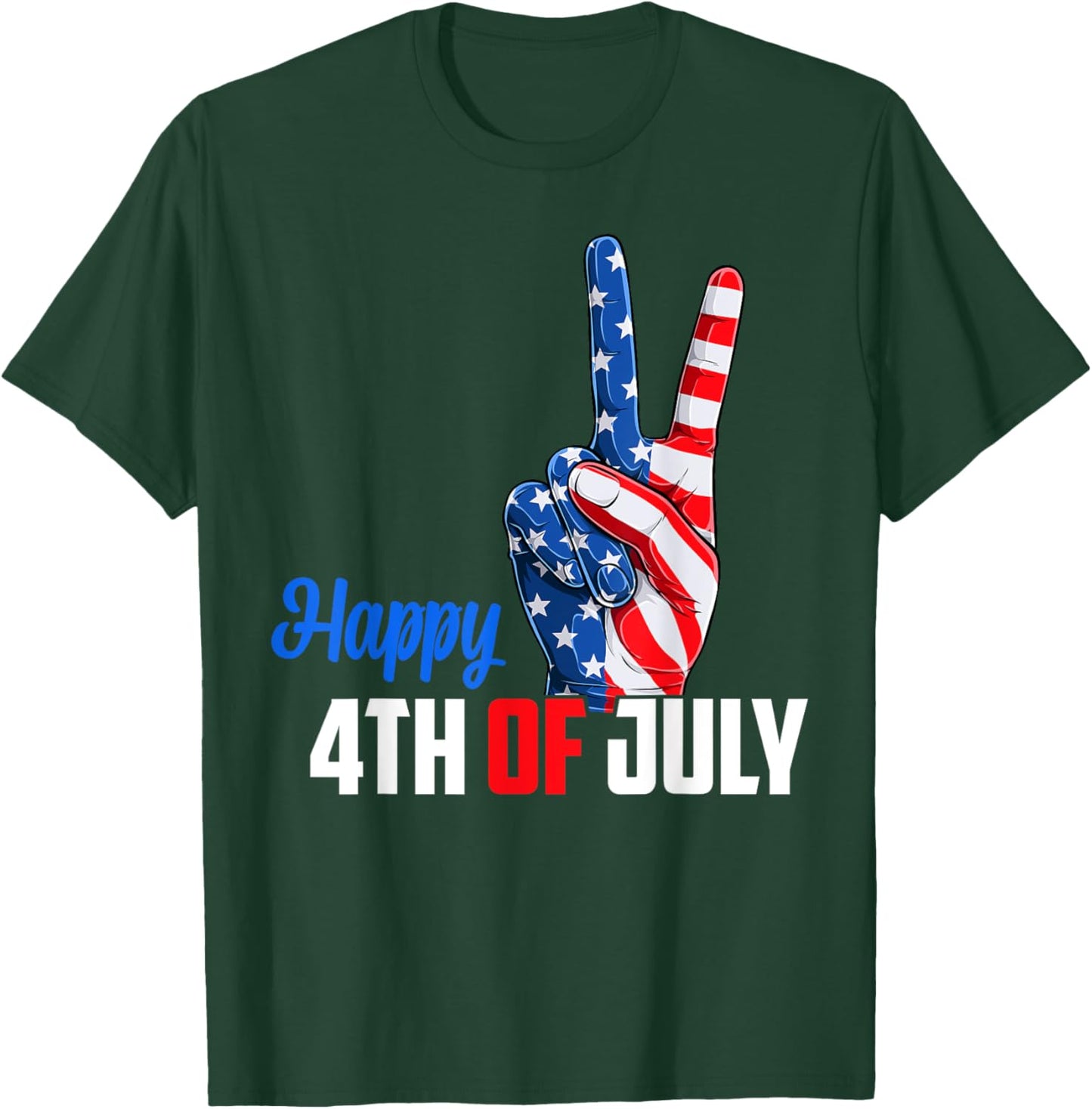 Happy 4th of July Peace America Independence Day Patriot USA T-Shirt - T-Shirt | Forest