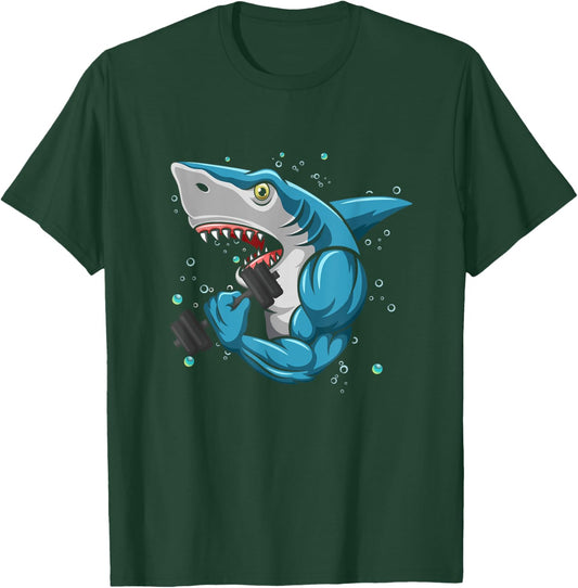 Shark Gym Powerlifting Weightlifting Bodybuilding T-Shirt - T-Shirt | Forest