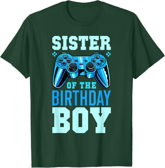 Sister of the Birthday Boy Matching Video Gamer Birthday T-Shirt - T-Shirt | Forest