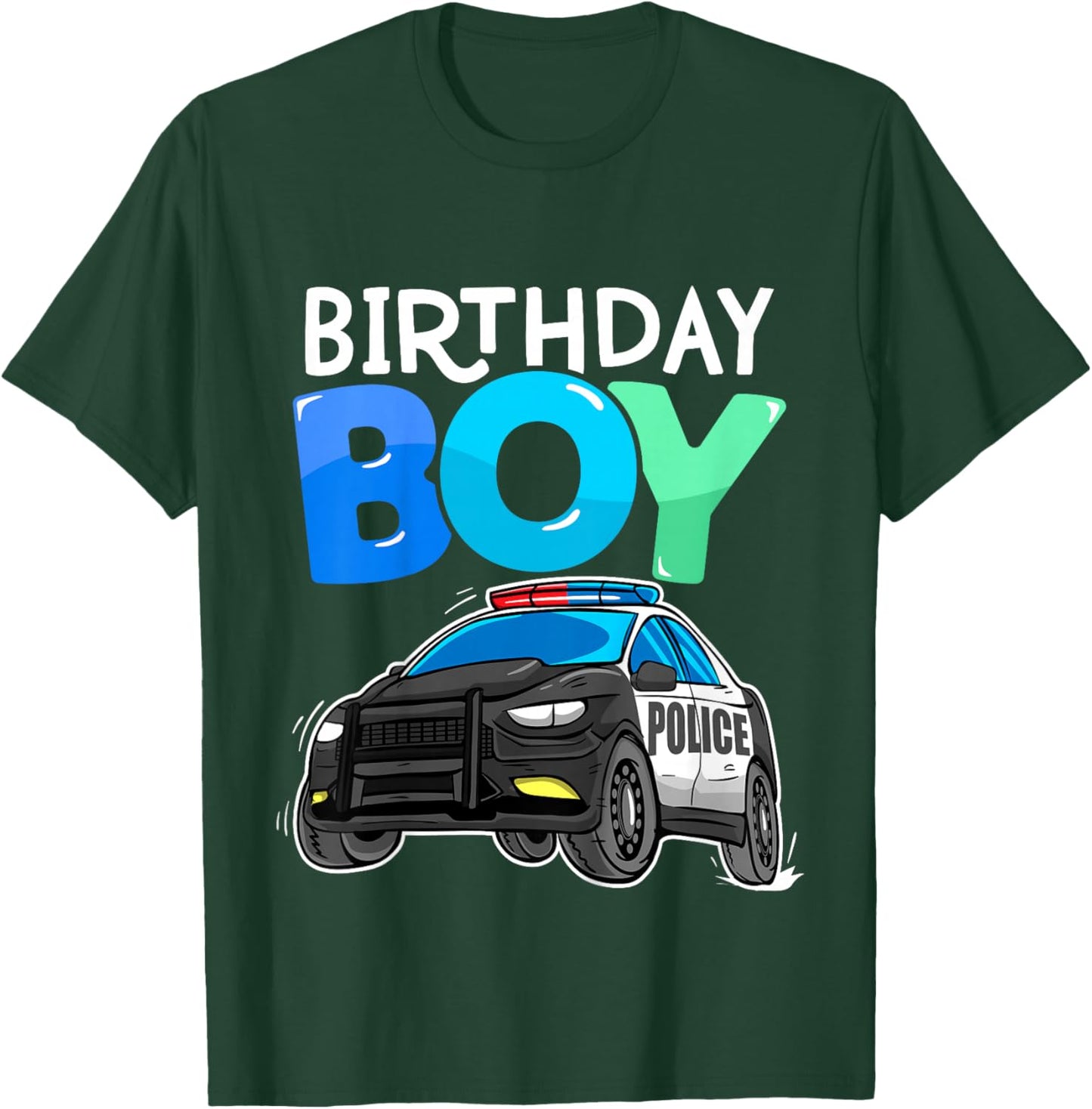 Kids Birthday Boy Police Car Policeman Theme Birthday Toddler T-Shirt - T-Shirt | Forest