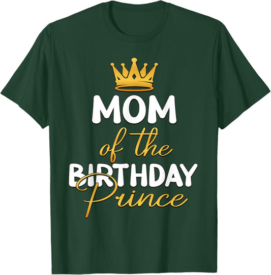 Mom of The Birthday Prince Boy Bday Party Idea Small T-Shirt - T-Shirt | Forest