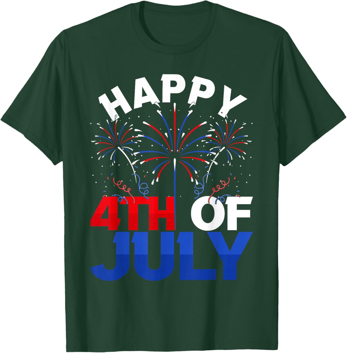 Fireworks US Patriotic American Pride Happy 4th Of July T-Shirt - T-Shirt | Forest