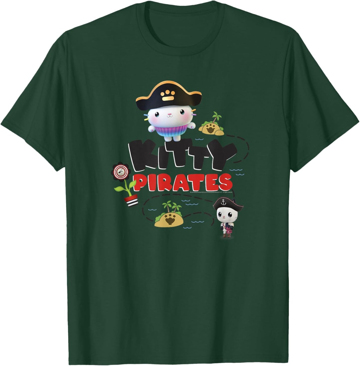 Gabby's Dollhouse Kitty Pirates Treasure Map T-Shirt - T-Shirt | Forest