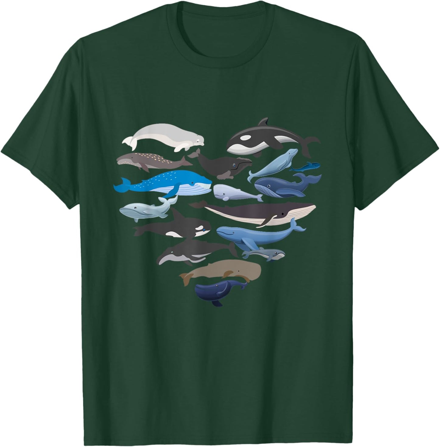 Whales Heart Shaped - Marine Biologist Whale Lover Wildlife T-Shirt - T-Shirt | Forest