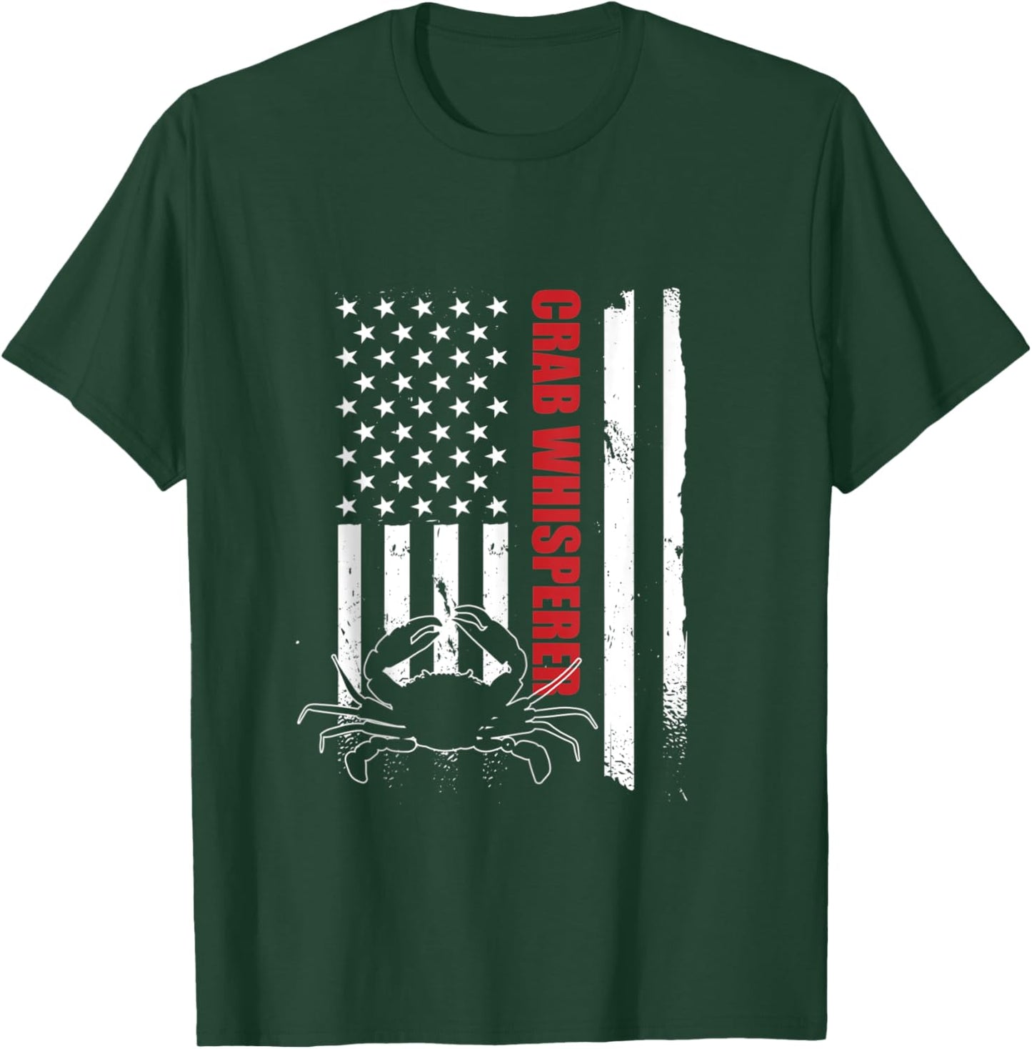Crab Whisperer American Flag Crab Lover Crab Fishing T-Shirt - T-Shirt | Forest