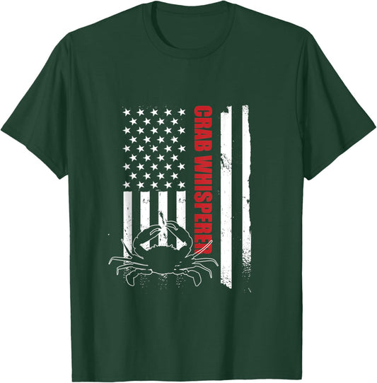 Crab Whisperer American Flag Crab Lover Crab Fishing T-Shirt - T-Shirt | Forest