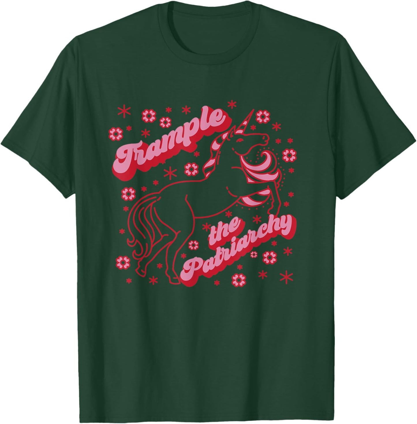 TRAMPLE THE PATRIARCHY Funny Pink Unicorn Feminist Meme T-Shirt - T-Shirt | Forest